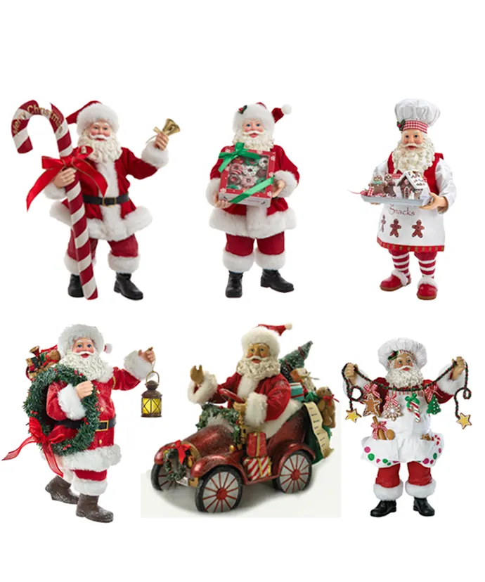 Kurt S- Adler - 10-12" Fabriche Traditional Santa Assortment 6 Assorted