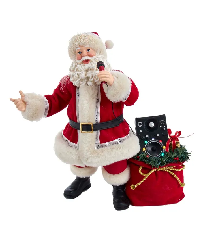Kurt S- Adler - 10-5" Battery-Operated Fabriche Musical Karaoke Santa