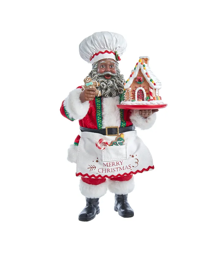 Kurt S- Adler - 10-5" Fabriche African American Gingerbread Chef Santa