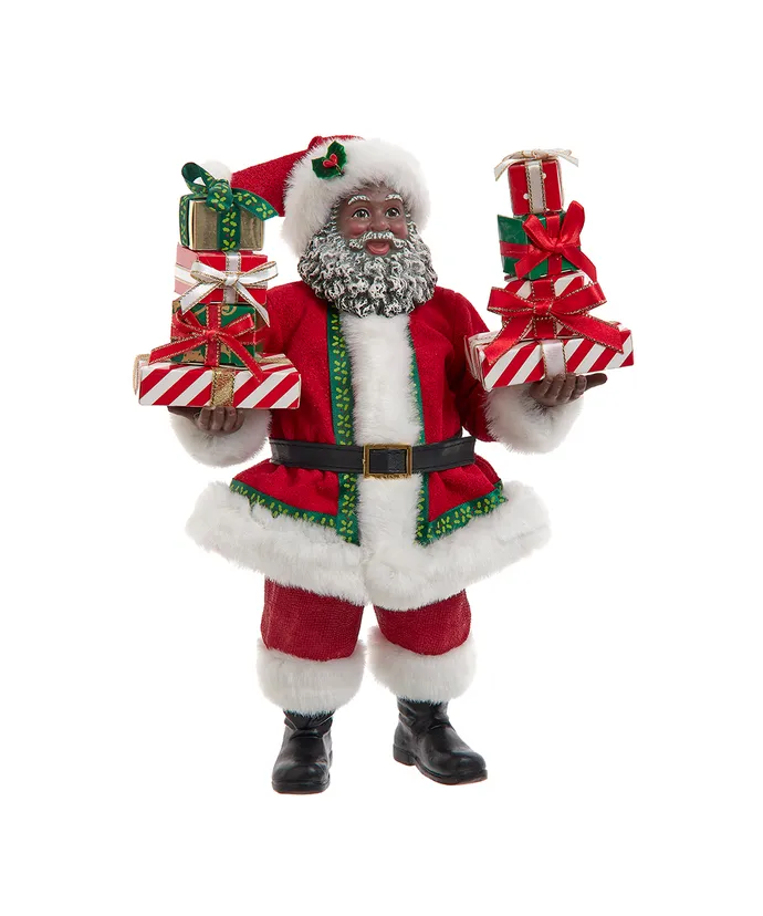 Kurt S- Adler - 10-5" Fabriche African American Santa With Gifts