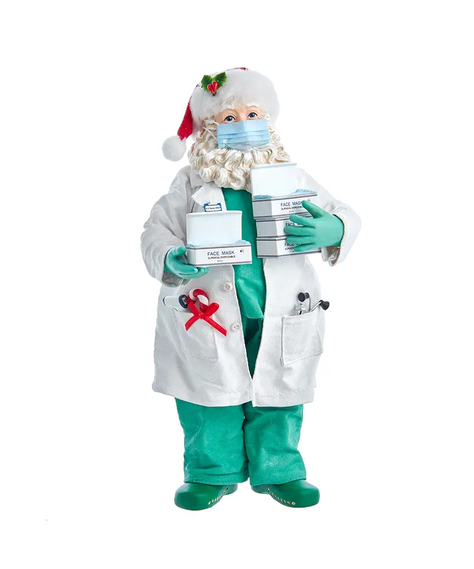 Kurt S- Adler - 10-5" Fabriche Doctor Santa Holding Face Masks