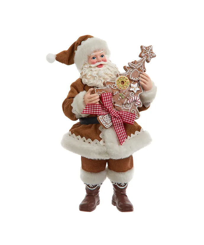 Kurt S- Adler - 10-5" Fabriche Gingerbread Santa Holding Tree
