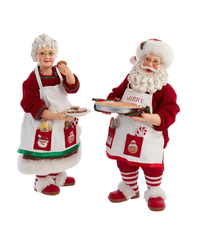Kurt S- Adler - 10-5" Fabriche Mr- and Mrs- Claus Dessert Set 2-Piece Set