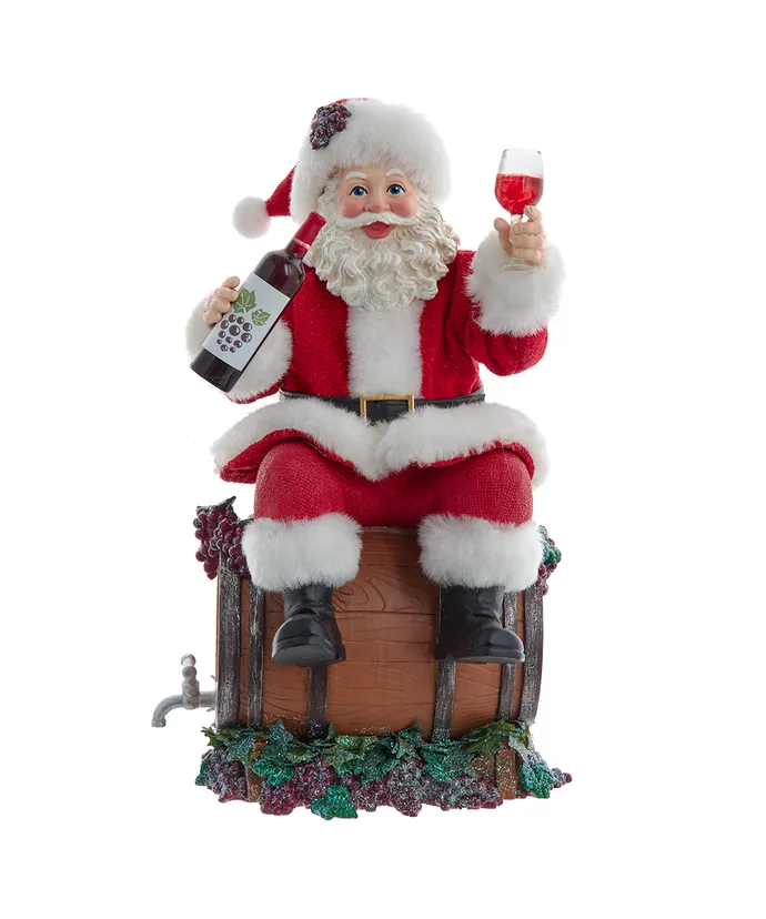 Kurt S- Adler - 10-5" Fabriche Santa Sitting on Wine Barrel