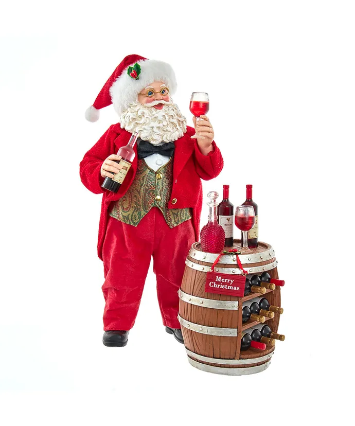 Kurt S- Adler - 10-5" Fabriche Wine Tasting Santa 2-Piece Set