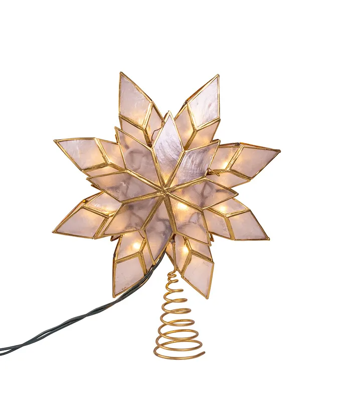 Kurt S. Adler - 10-Light Clear LED Gold Capiz Star Treetop - Image 3