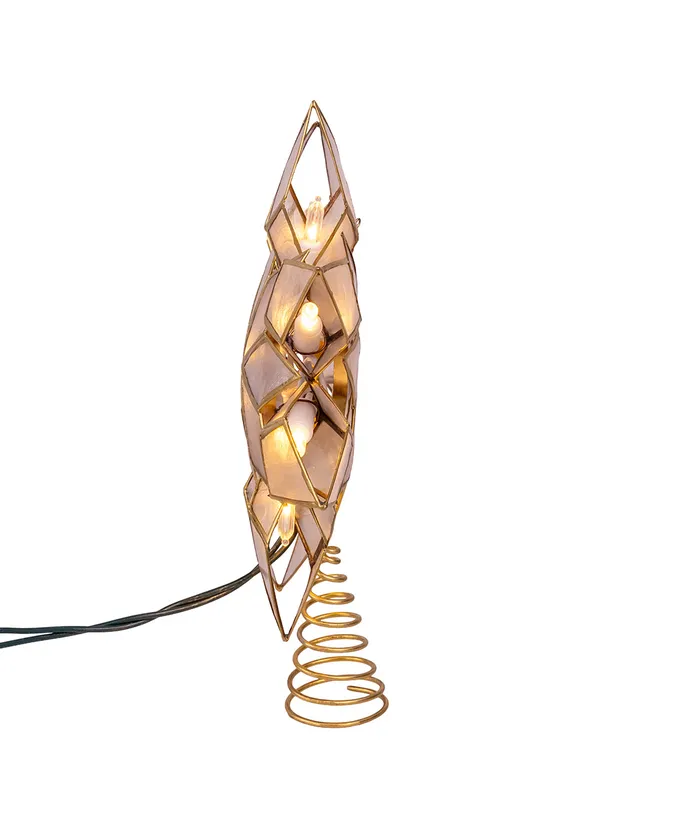 Kurt S. Adler - 10-Light Clear LED Gold Capiz Star Treetop - Image 4