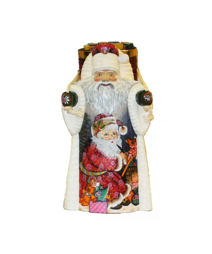 Kurt S- Adler - 11-5" Hand Carved Wooden Santa With Backpack