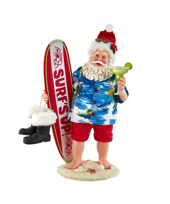Kurt S- Adler - 11" Fabriche Beach Santa With Surfboard