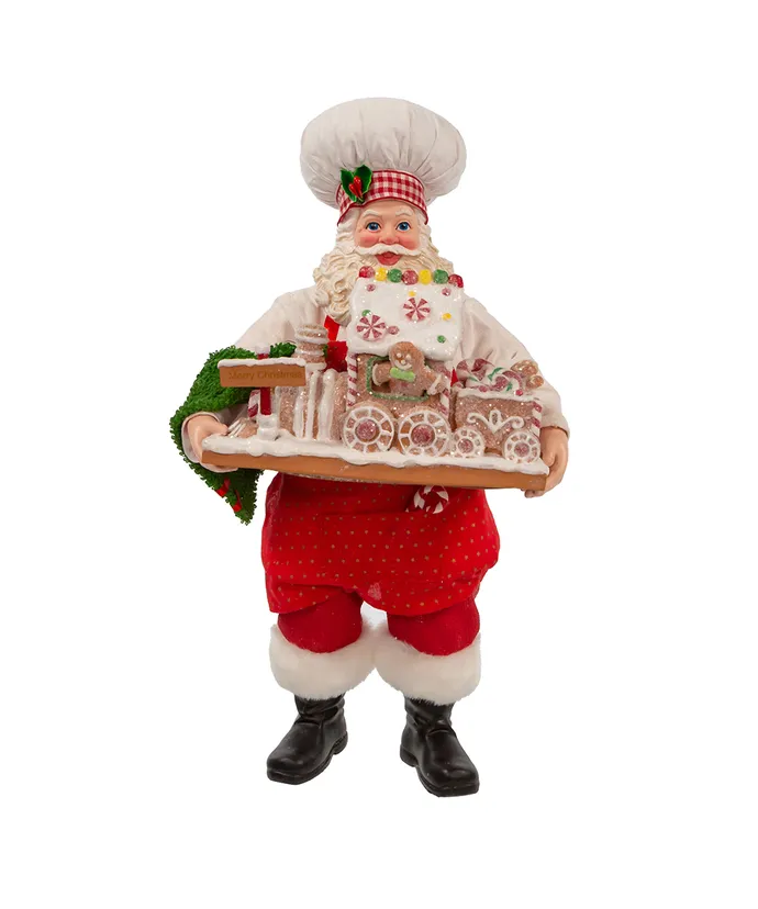 Kurt S- Adler - 11" Fabriche Chef Santa with Gingerbread Train