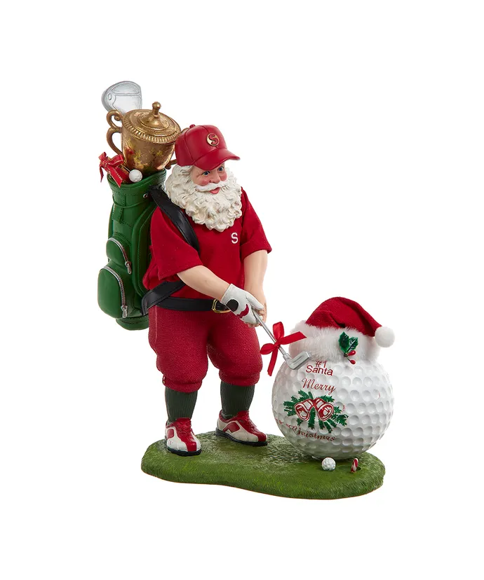 Kurt S- Adler - 11" Fabriche Golfer Santa With Oversized Golf Ball