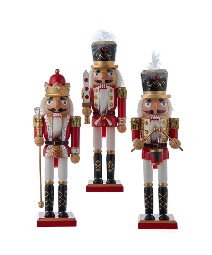 Kurt S. Adler - 12" Red & White King & Soldier Nutcrackers, 3 Assorted