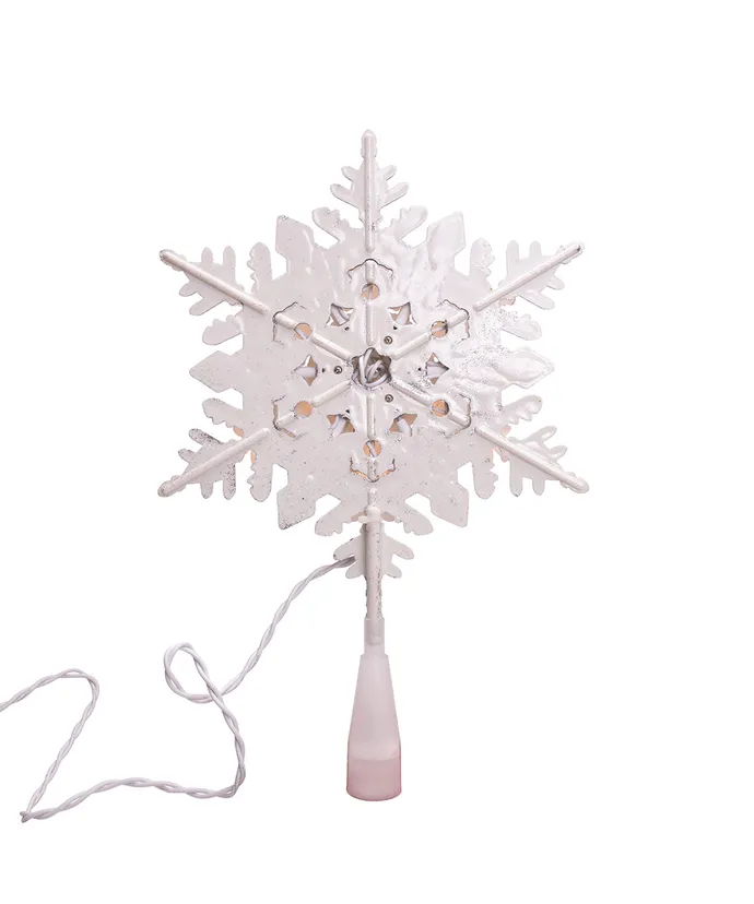 Kurt S. Adler - 13.75" UL 20-Light Silver & White Glittered Snowflake Treetop - Image 4