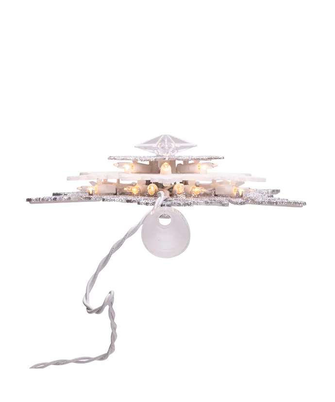 Kurt S. Adler - 13.75" UL 20-Light Silver & White Glittered Snowflake Treetop - Image 7
