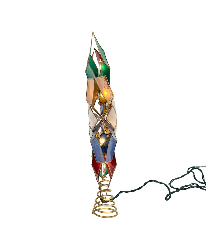 Kurt S. Adler - 13" UL 10-Light Multicolor 8-Point Double Face Gold Capiz Star Treetop - Image 3