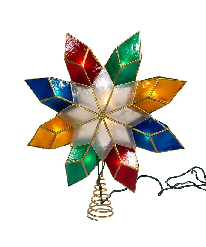 Kurt S. Adler - 13" UL 10-Light Multicolor 8-Point Double Face Gold Capiz Star Treetop - Image 4