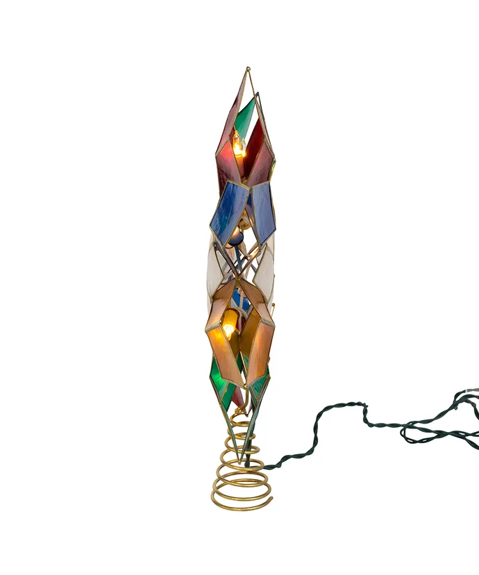 Kurt S. Adler - 13" UL 10-Light Multicolor 8-Point Double Face Gold Capiz Star Treetop - Image 5