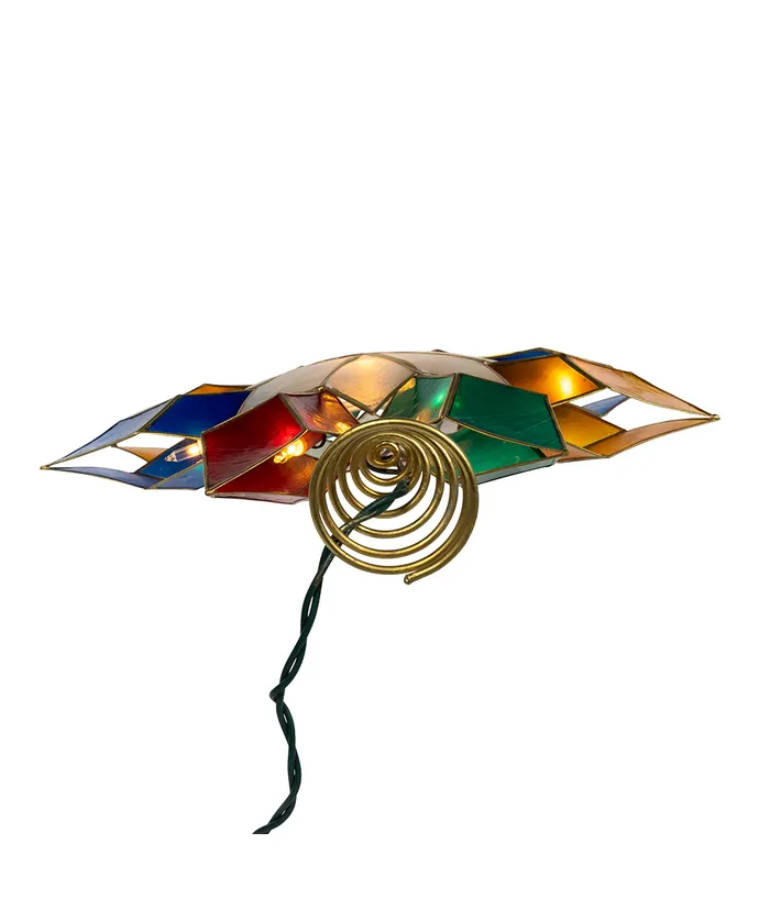 Kurt S. Adler - 13" UL 10-Light Multicolor 8-Point Double Face Gold Capiz Star Treetop - Image 7