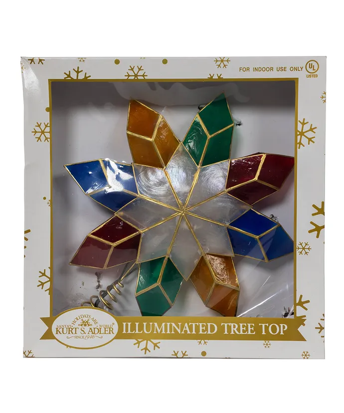 Kurt S. Adler - 13" UL 10-Light Multicolor 8-Point Double Face Gold Capiz Star Treetop - Image 9