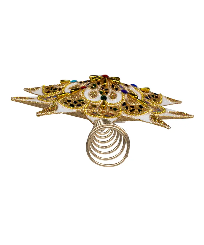 Kurt S. Adler - 16.5" Unlit 10-Point White & Gold Star Treetop - Image 6