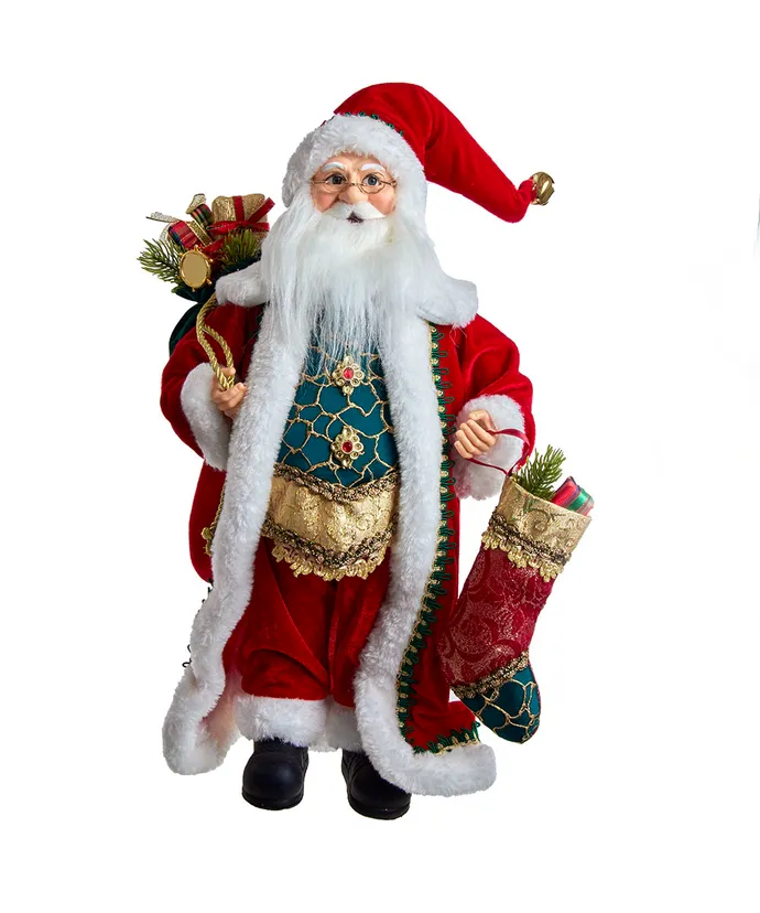 Kurt S- Adler - 17" KSA Kringles Fancy Santa With Stocking