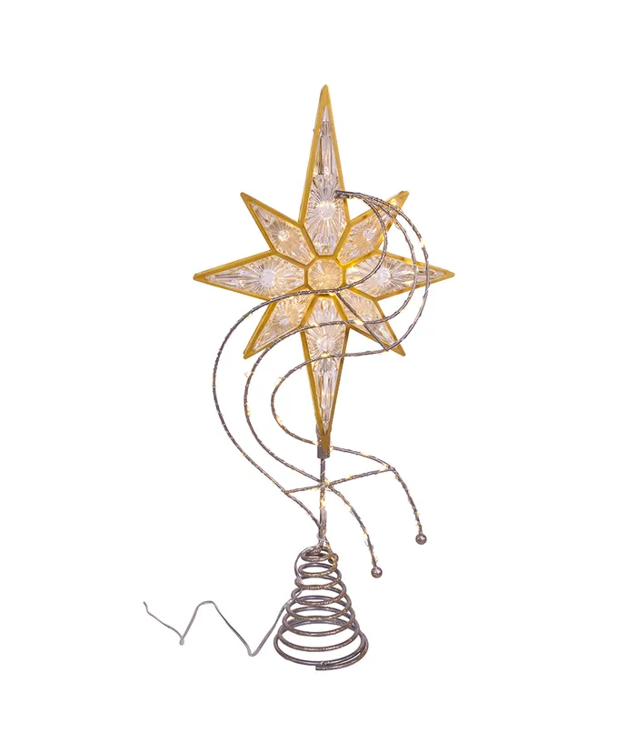 Kurt S. Adler - 17" Pre-Lit Gold Glittered 8-point Star Treetop - Image 3