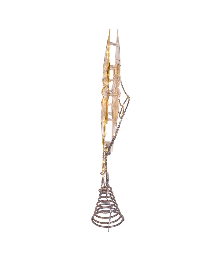 Kurt S. Adler - 17" Pre-Lit Gold Glittered 8-point Star Treetop - Image 4