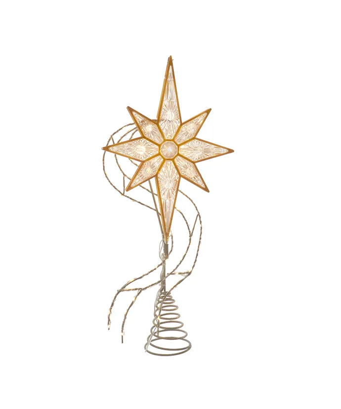 Kurt S. Adler - 17" Pre-Lit Gold Glittered 8-point Star Treetop