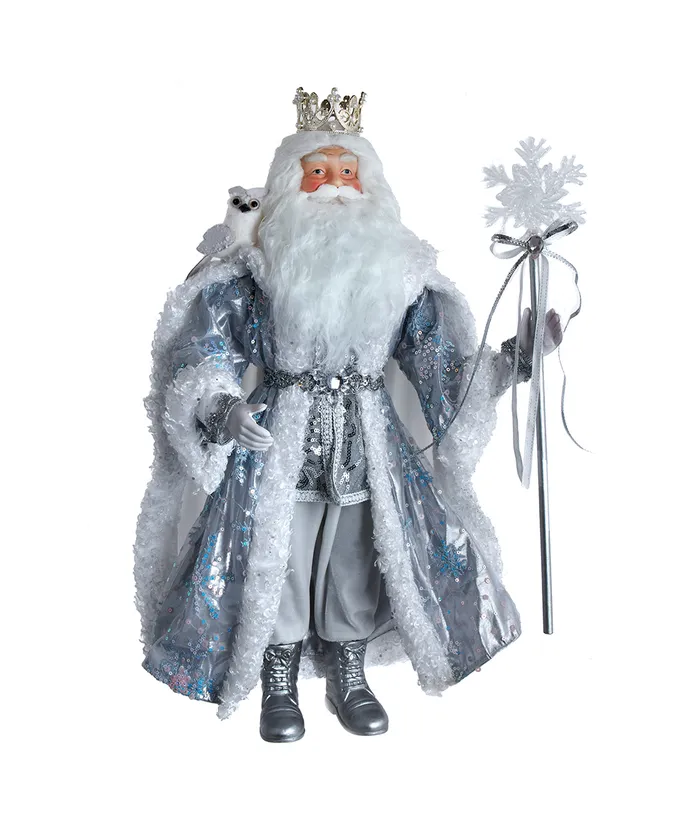 Kurt S- Adler - 21" Silver White and Light Blue Standing Santa