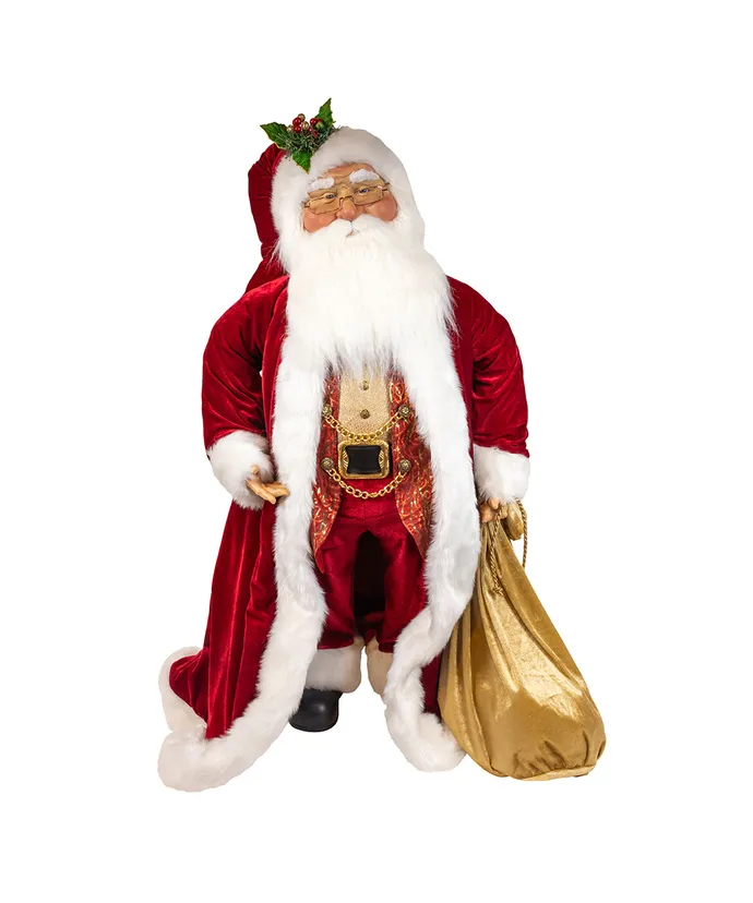 Kurt S- Adler - 40" Jacqueline Kent Traditional Santa With Bag