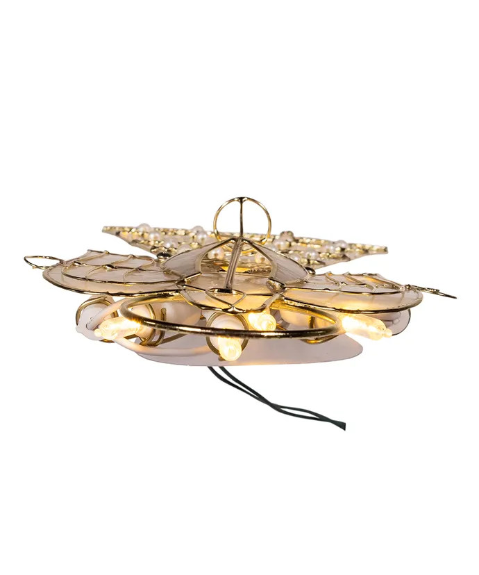 Kurt S. Adler - 9.75" 10-Light LED Capiz Wire & Scroll Angel With Brass Plating Finish Treetop - Image 5