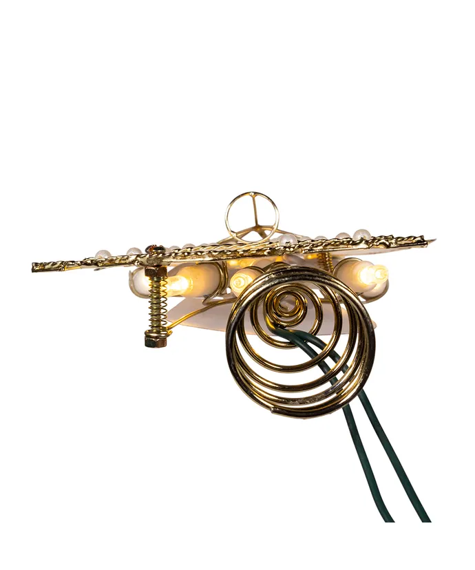 Kurt S. Adler - 9.75" 10-Light LED Capiz Wire & Scroll Angel With Brass Plating Finish Treetop - Image 6