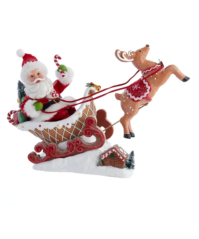 Kurt S- Adler - 9-75" Fabriche Santa Sitting In Gingerbread Sleigh
