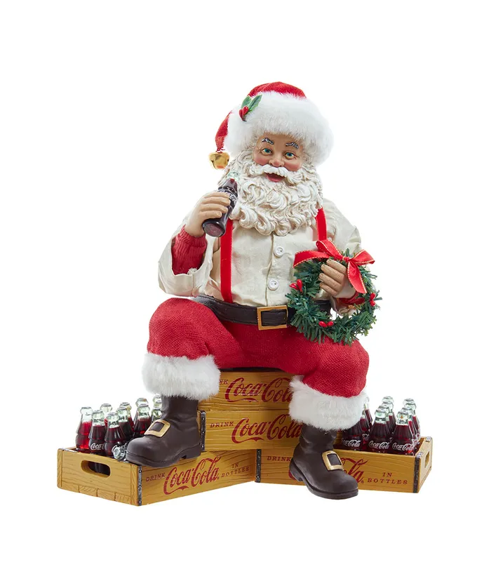 Kurt S- Adler - 9" Fabriche Coca-Cola Santa Sitting on Crates