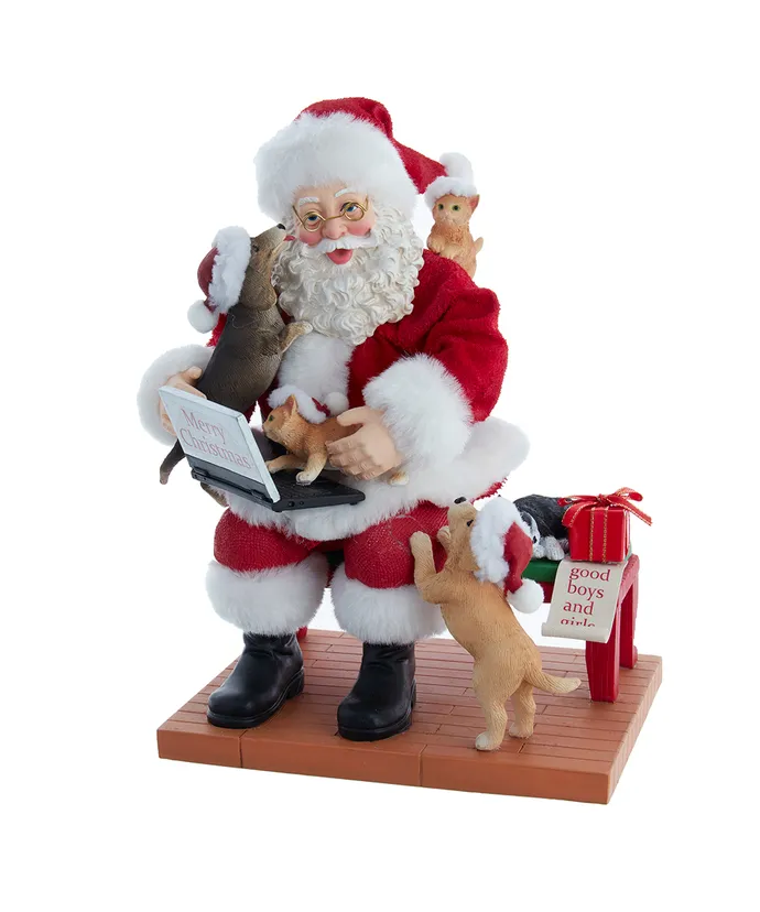 Kurt S- Adler - 9" Fabriche Santa With Laptop and Pets