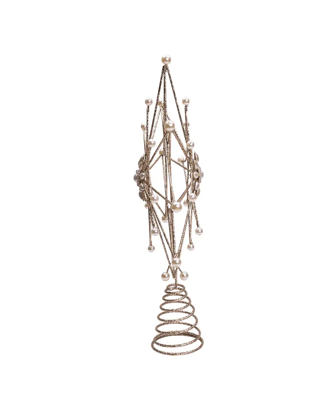 Kurt S. Adler - Metal Gold & Pearl Snowflake Treetop - Image 2