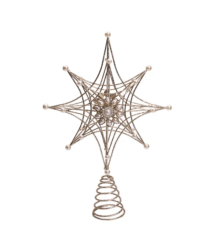 Kurt S. Adler - Metal Gold & Pearl Snowflake Treetop - Image 3