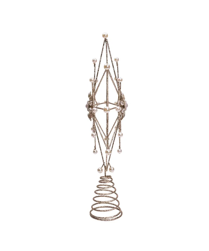 Kurt S. Adler - Metal Gold & Pearl Snowflake Treetop - Image 4