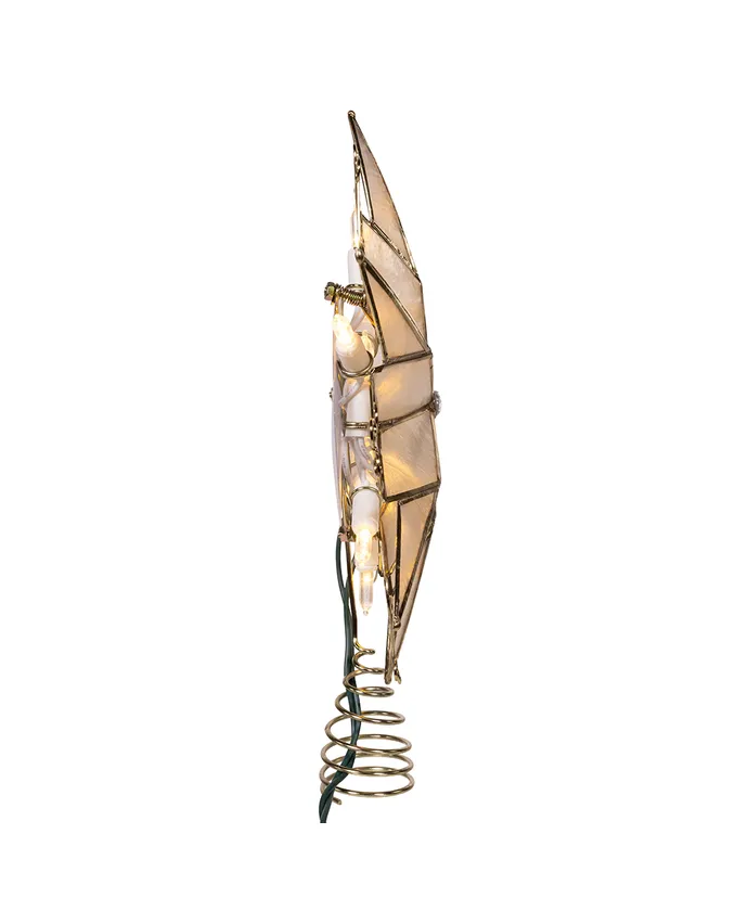 Kurt S. Adler - UL 10-Light LED 6-Point Brass Plated Capiz Star With Scroll Design Treetop - Image 2
