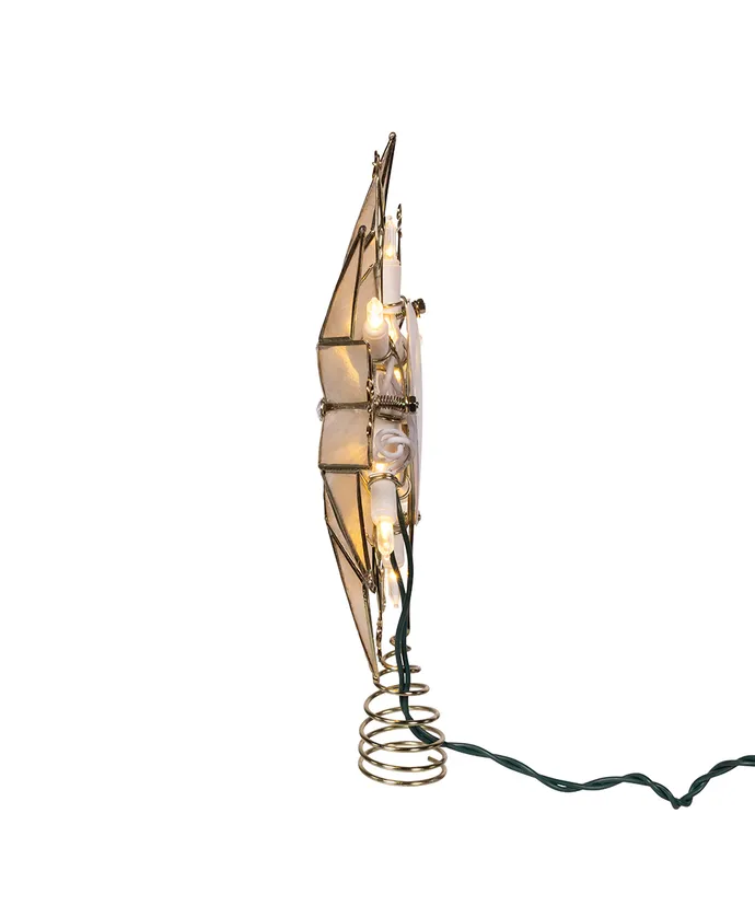 Kurt S. Adler - UL 10-Light LED 6-Point Brass Plated Capiz Star With Scroll Design Treetop - Image 4