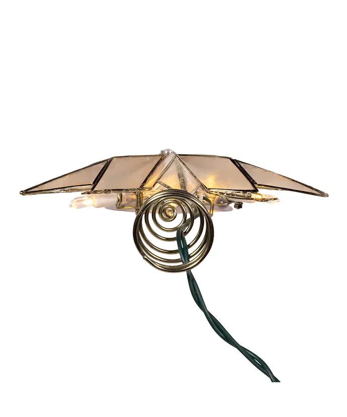 Kurt S. Adler - UL 10-Light LED 6-Point Brass Plated Capiz Star With Scroll Design Treetop - Image 5