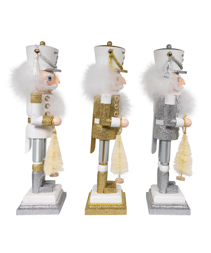 Kurt S. Adler - 15" Hollywood Nutcrackers™ White, Gold & Silver Soldier Nutcrackers, 3 Assorted - Image 2
