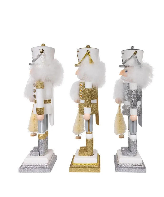 Kurt S. Adler - 15" Hollywood Nutcrackers™ White, Gold & Silver Soldier Nutcrackers, 3 Assorted - Image 4