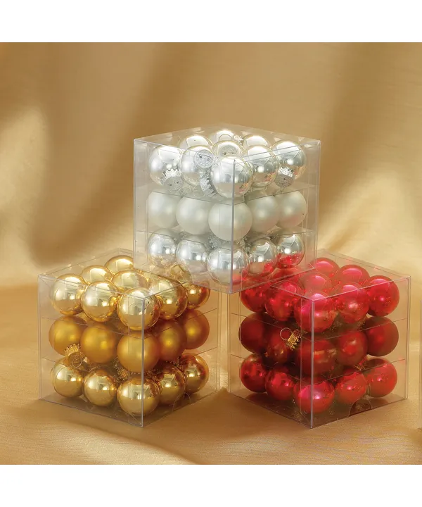 Kurt S. Adler - 25MM Miniature Glass Ball Ornaments, 27-Piece Box, -