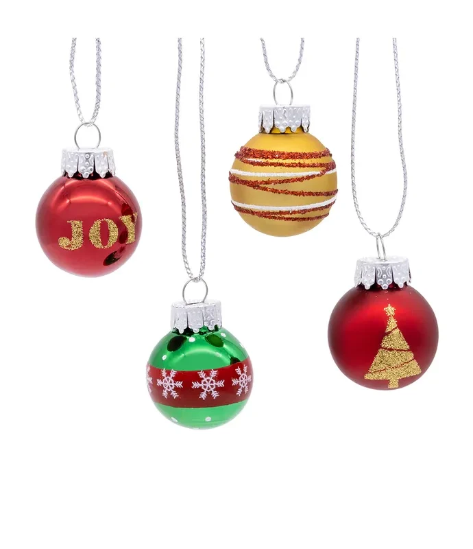 Kurt S. Adler - 25MM Miniature Glass Red & Green Ball Ornaments, 12 Piece Box, -