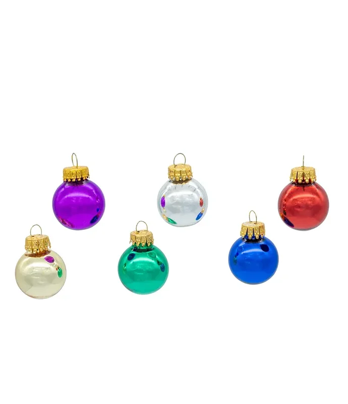 Kurt S. Adler - 25MM Miniature Multicolored Shiny Glass Ball Ornaments, 27-Piece Box, -