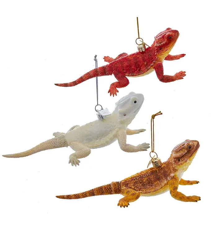 Kurt S. Adler - Noble Gems™ Glass Bearded Dragon Ornaments, 3 Assorted