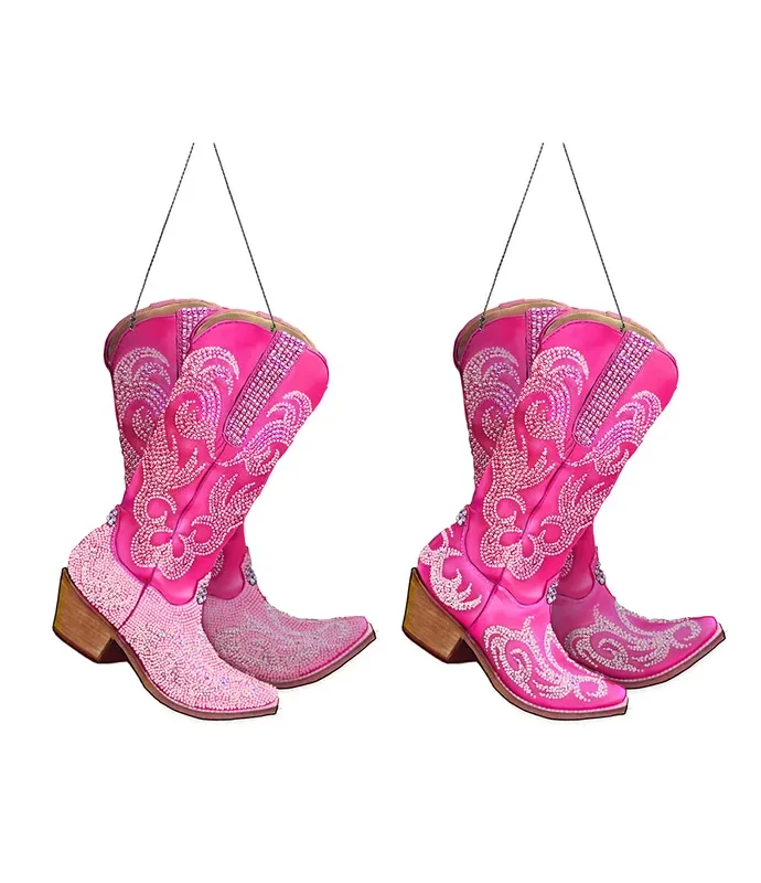 Kurt S. Adler - Pink Cowboy Boots Ornaments, 2 Assorted