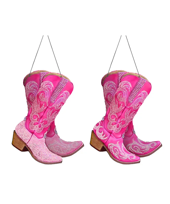 Kurt S. Adler - Pink Cowboy Boots Ornaments, 2 Assorted