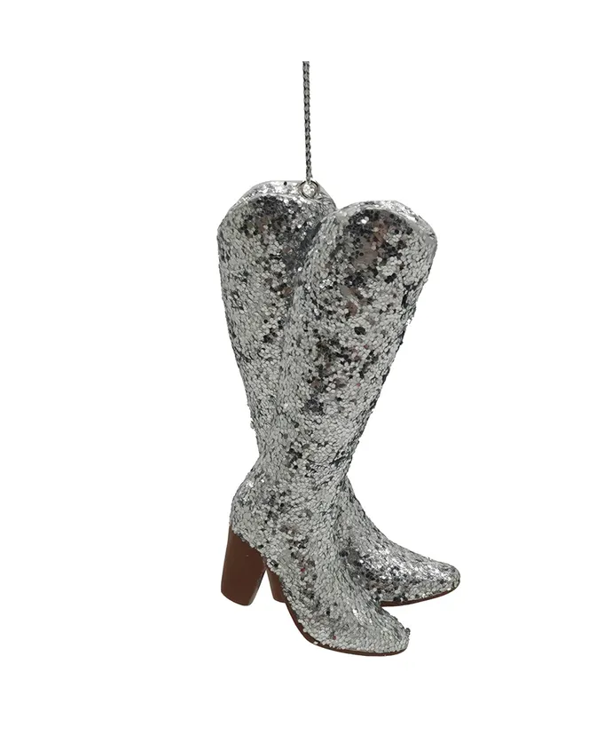 Kurt S. Adler - Silver Glitter Cowboy Boots Ornament